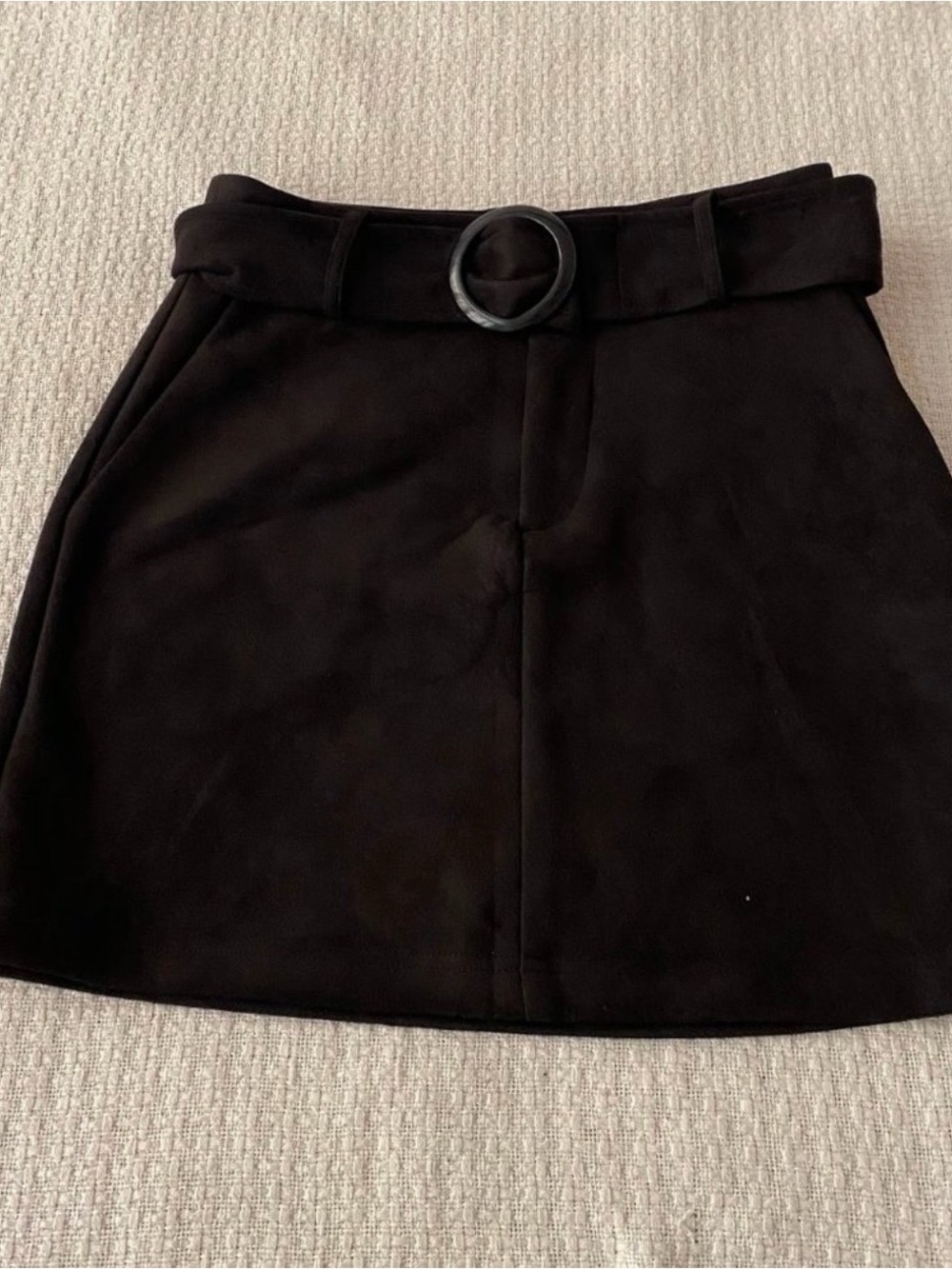 Forever 21 Black Suede-Look Belted Mini Skirt